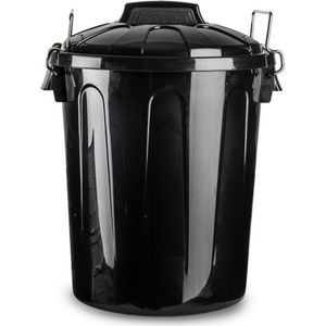 Kunststof afvalemmers/vuilnisemmers in het zwart van 21 liter met deksel - Vuilnisbakken/prullenbakken - Kantoor/keuken