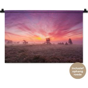 Wandkleed Landschappen Nederland - Paarse tinten in Nederlands landschap Wandkleed katoen 60x40 cm - Wandtapijt met foto