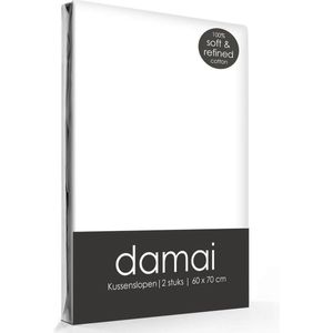 Damai Kussensloop - Set van 2 - 100% Katoen - Met Hotelsluiting - 40x80 cm - Wit