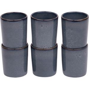 Koffiekopjes set van 6 - 150 ml - 6 persoons - Amadora - blauw met aqua look - Portugees stoneware