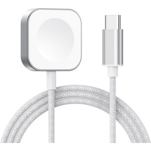 Oplader - USB C oplaadkabel - geschikt voor Apple Watch Series 1 / 2 / 3 / 4 / 5 / 6 / 7 / 8 / 9 / SE / SE 2 / Ultra / Ultra 2 - draadloos opladen - space grey