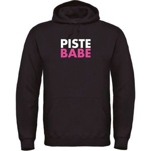 Wintersport hoodie zwart M - Piste Babe - soBAD. | Foute apres ski outfit | kleding | verkleedkleren | wintersporttruien | wintersport dames en heren