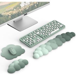 Ergonomic Cloud Wrist Rest with Mouse Pad - Durable Polyester Arm Rest for Keyboard and Mouse - Green