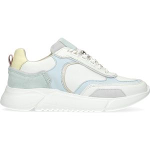 Manfield - Dames - Witte sneakers met blauwe details - Maat 36
