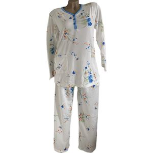 FINE WOMAN® 2302 Gevoerde Pyjama XL 40-42 wit/blauw