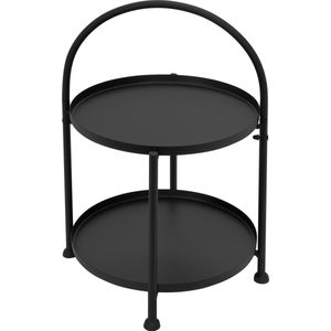 Bijzettafel - Ø 33 cm - Zwart - Metaal - Inklapbaar