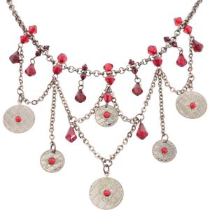 Behave – Statement ketting rode kralen – Boho look rosékleur vintage