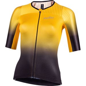 Nalini - Dames - Fietsshirt - Korte Mouwen - Wielrenshirt - Zwart - Geel - NEW LADY ERGO FIT J - L