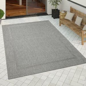 Paco Home In-& Outdoor Vloerkleed Keukenvloerkleed Eenkleurig Design Sisal Look Rand Grijs 60x110 cm