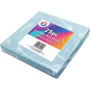 25x Lichtblauwe servetten 2-laags van papier 33 x 33 cm - Tafeldecoratie 2-laags papieren wegwerp servetjes