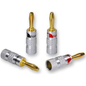Nakamichi Banaanstekker 8 stuks - Hoge kwaliteit banaanstekkers / luidspreker stekker 4 mm - 24k verguld