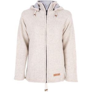 Gebreid Wollen Dames Vest van Schapenwol met Katoenen Voering en afneembare capuchon - SHAKALOHA - W Crawford ZH Beige XXL.