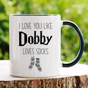 I love you like Dobby loves socks mok - Harry potter - Moederdag cadeautje - Hogwarts Legacy - Verjaardag cadeau vrouw - Cadeau voor man - Cadeau voor vrouw - Mok met tekst - Mokken - Best Cadeautjes - Koffie mok