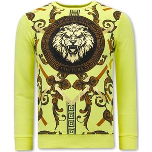 Heren Sweater met Print - Gouden Leeuw - 3728 - Geel