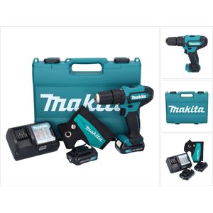Makita HP 333 DWAE accu klopboormachine 12 V 30 Nm + 2x accu 2.0 Ah + lader + holster + koffer