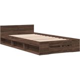 vidaXL - Bedframe - met - lade - bewerkt - hout - bruin - eikenkleurig - 75x190 - cm