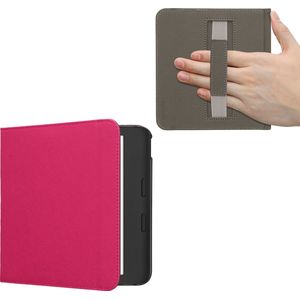 kwmobile flip cover geschikt voor Kobo Libra Colour - Case met magnetische sluiting en handvat - Hoes voor e-reader in neon roze - design