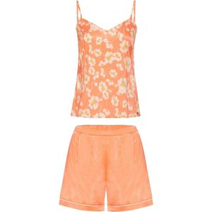 Lords & Lilies pyjama dames - oranje met bloemen all-over print - 231-5-XXA-W/996 - maat L