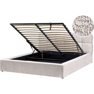 BASTON - Bed met opbergruimte - Lichtbeige - 160 x 200 cm - Bouclé