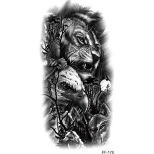 Tijger - Havik en Wolf Sleeve Tattoo | Tijdelijke tattoo sleeve volwassenen | Neptattoo | Tiger - Hawk and Wolf Sleeve Tattoo | 18,7 cm x 9,3 cm