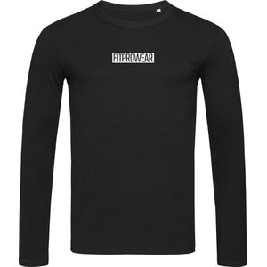 FitProWear Crewneck  / Shirt lange mouwen Heren  - Zwart - Maat XL -Slim Fit Shirt - Sweater - T-Shirt met lange mouwen - T-Shirt Slim Fit - Crewneck heren - Crewneck Slim-Fit