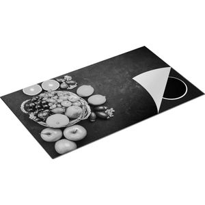 Chefcare Inductie Beschermer Fruitmand op Zwarte Marmer - Fruit - Zwart Wit - 90x52 cm - Afdekplaat Inductie - Kookplaat Beschermer - Inductie Mat