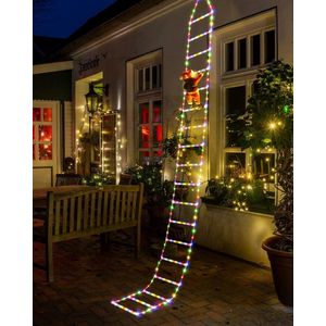 Kerstverlichting - Ladderontwerp met Kleurrijke LED's en Afneembare Kerstmanfiguur, Perfect voor Decoratie Binnen en Buiten, met Geavanceerde Timer- en Geheugenfuncties, 8 Verschillende Lichtmodi