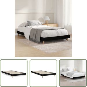 The Living Store Bedframe bewerkt hout zwart 90x200 cm - Slaapcomfort - Houten Bedframe - Tweepersoons Bed - Zwarte Bedbank - Boxspring Bed
