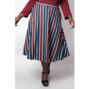 Voodoo Vixen - Madelyn Striped Hoge taille rok - Circle - 2XL - Multicolours