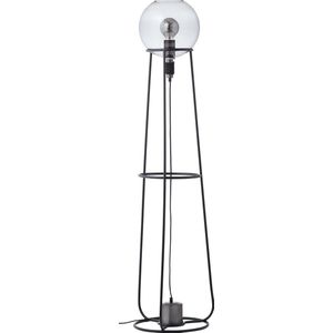 Brilliant Pheme vloerlamp 1-vlammig zwart/zilver, metaal/glas, 1x A60, E27, 52 W