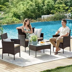 In And OutdoorMatch Balkonmeubel Margaretta - Tuinmeubelset - Gemaakt van PE Polyrattan - Loungeset - Terrasmeubels - Buiten - Voor Terras - Balkon - Tuin - Bruin/Taupe