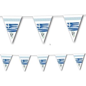 Set van 2x stuks landen thema versiering Griekenland vlaggenlijnen/slingers 3,5 meter van papier - Griekse vlaggetjes