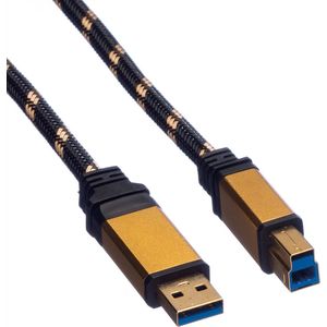 ROLINE GOLD USB 3.2 Gen 1 kabel, type A-B, Retail Blister, 0,8 m