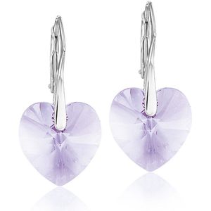 Montebello Oorbellen Edrea Violet - 925 Zilver - Swarovski® Hart - Ø14x30mm