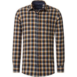 CASA MODA Sport comfort fit overhemd - flanel - blauw dessin - Strijkvriendelijk - Boordmaat: 45 - 46