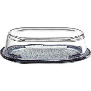 Matera botervloot - keramische botervloot met glazen deksel - handgemaakt - vaatwasserbestendig - antraciet - 206 x 77 x 126 cm butter dish with lid