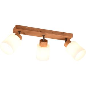 LED Plafondspot - Plafondverlichting - Torna Asmara - E14 Fitting - 3-lichts - Rechthoek - Mat Bruin - Hout