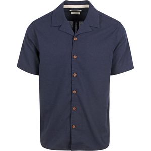 Anerkjendt - Short Sleeve Overhemd Leo Linnen Navy - Heren - Maat M - Regular-fit