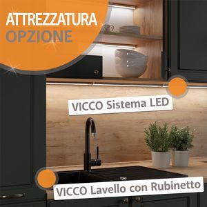 Vicco Fame-Line Complete keukeneenheid – 200 cm zonder werkblad Bordeaux hoogglans/gouden eik zonder werkblad