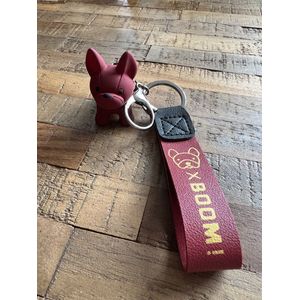 Sleutelhanger stoere bulldog hond bordeaux