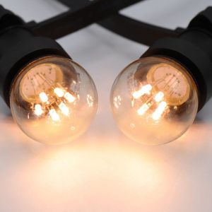 LumenXL - lichtsnoer voor buiten - koppelbaar - 10 meter 10 fittingen - 0,7 watt 2650K lampen - LEDs op lange stokjes