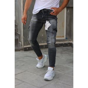 Cargobroek met Zakken Jongens Mannen  Hip Hop 2023 Joggingbroek Joggers Broek Tactische Heren Broek Cargo Mannen Kleding - een rits met splet - W32