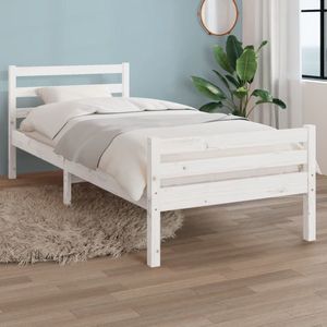 The Living Store Houten Bedframe - Eenpersoons - 90 x 200 cm - Hoogwaardig massief grenenhout - Stabiel en comfortabel - Geschikt voor kleine ruimtes - Wit