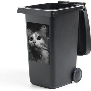 Container sticker Dierenprofiel kat in zwart-wit - 40x60 cm - Kliko sticker