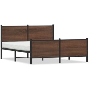 vidaXL - Bedframe - zonder - matras - metaal - bruin - eikenkleurig - 140x190 - cm