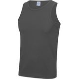 Sport singlet/hemd grijs voor heren - Hardloopshirts/sportshirts - Sporten/hardlopen/fitness/bodybuilding - Sportkleding top grijs voor mannen L (42/52)