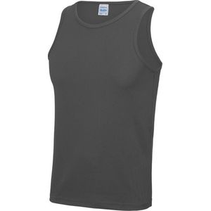 Sport singlet/hemd grijs voor heren - Hardloopshirts/sportshirts - Sporten/hardlopen/fitness/bodybuilding - Sportkleding top grijs voor mannen XL (44/54)