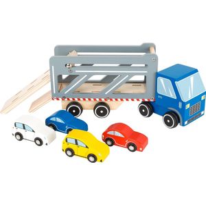 Small Foot Houten Autotransporter Blauw/Grijs 33 X 9 X 13 Cm