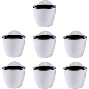 Zelfwater gevende muurbloempot, hangend, pakket van 7 | Wandvazen ​​voor planten bloemen, binnen en buiten | Plantenwand Medium 5"" PL34