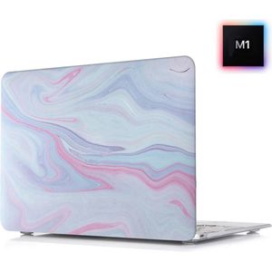 Laptophoes - Geschikt voor MacBook Pro M1 Hoes Case - 13 inch - A2338 (2020) - Print Wazig Roze Blauw